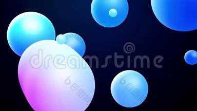 三维抽象背景，熔融蜡滴与内部蓝色辉光合并，并在液体中飞散。 无缝回路